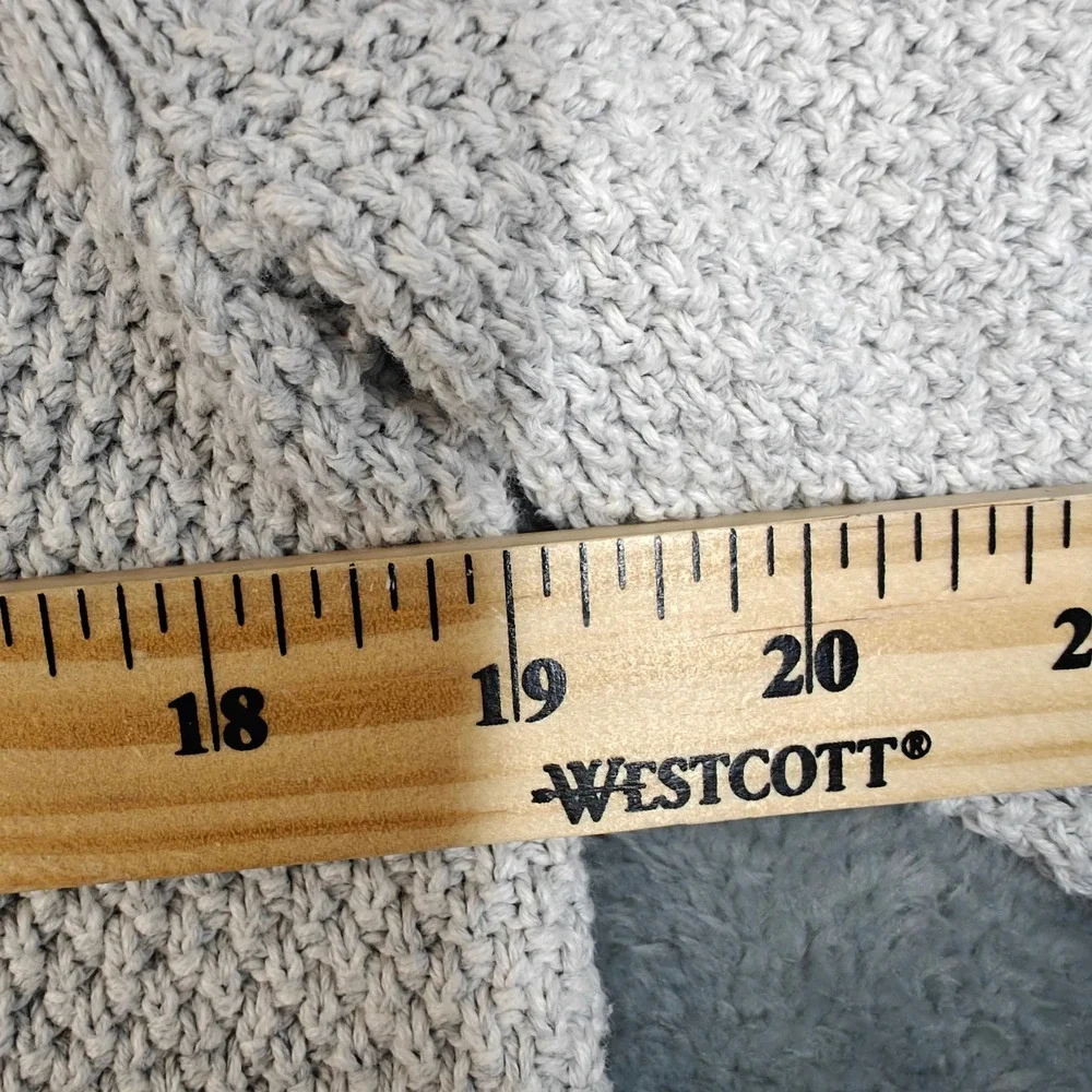 Gap Cable Knit Sweater Mens Large Light Heather Grey Chunky Cotton Crewneck